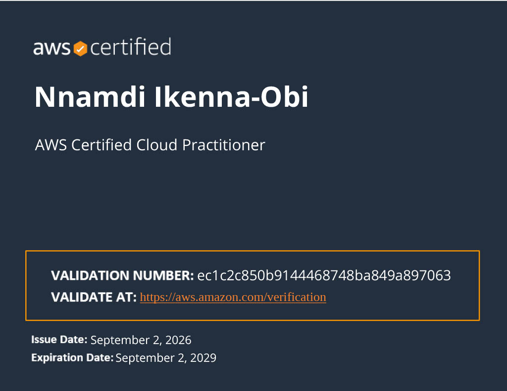 AWS Certified Cloud Practitioner certificate